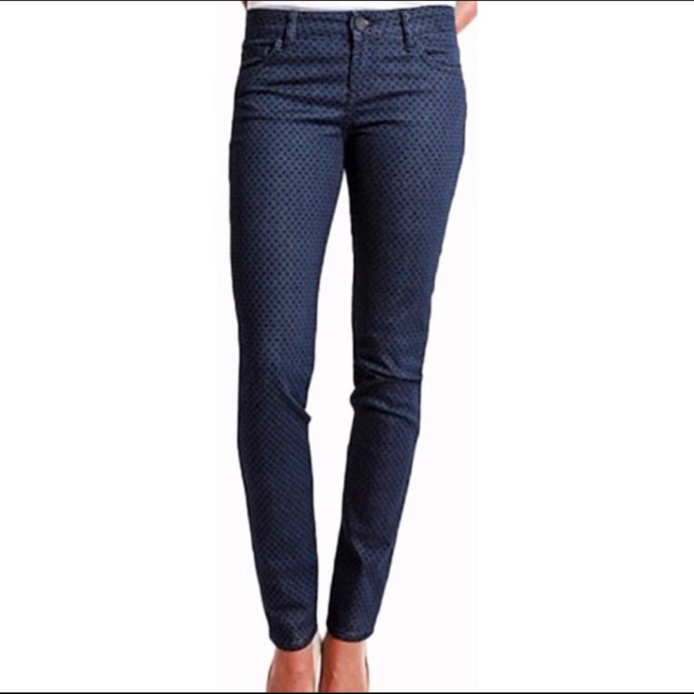 KUT from the Kloth Diana Fit Dark Wash Velvet Polka Dot Skinny Jeans Siz…